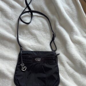 Brighton Black Crossbody Bag with Heart Charm